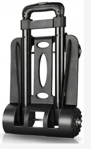 Photo 1 of Folding Hand Truck,155 lbs Heavy Duty Luggage Cart with Elastic Bungee Rope, 4 Wheels Solid Construction Fold Up Dolly Compact Lightweight Utility Cart for Luggage Travel Shopping Moving Office Use