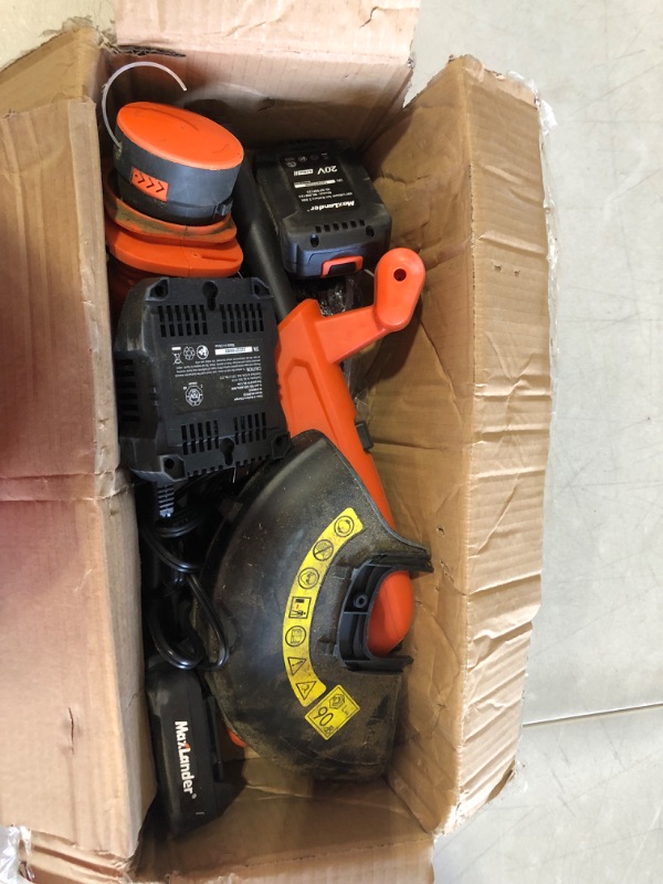 Photo 2 of **TESTED AND FUNCTIONS**
MAXLANDER Cordless String Trimmer / Weed Wacker 10 inch with 2 PCS 20V 2.0Ah Batteries, Detachable Weed Eater