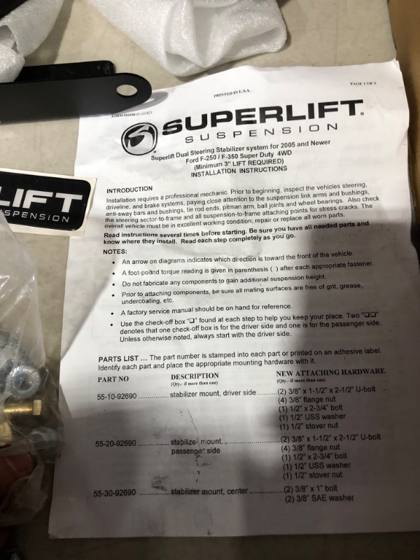 Photo 3 of ***SEE NOTES*** 
Superlift | 92730 | Dual Stabilizer Kit with Bilstein 5100 Series Cylinders 