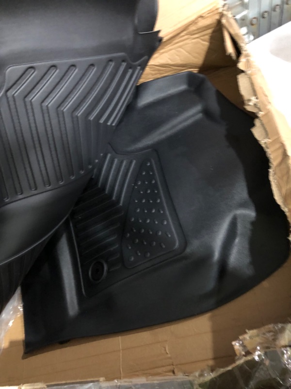 Photo 2 of OEDRO Floor Mats Fit 2014-2018 Chevy Silverado/GMC Sierra 1500 Crew Cab, 2015-2019 Silverado/Sierra 2500 HD/3500 HD Crew Cab, Black TPE All Weather 2 Row Floor Liner Set (Front & 2nd Seat) 2014-2018 & 2015-2019