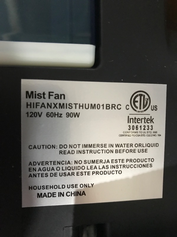 Photo 4 of **FOR PARTS OR REPAIR**SEE NOTES**
Simple Deluxe Misting Fan with Remote Control, 3 Speed Settings, with 2.5L Water Tank, with Automatic Shut-off Timer Black