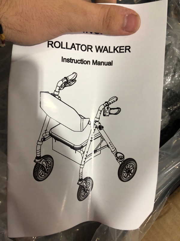 Photo 3 of FlyingJoy Purple Rollator Walker 8" Large 4 Wheels Rolling Walkers for Seniors with Seat Locking Brakes Adjustable Seat and Arms Aluminum Medical Walker Foldable Removable Back Support 300 lbs