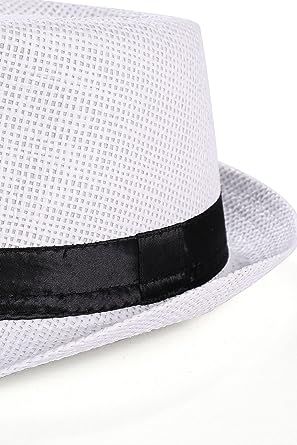 Photo 1 of BABEYOND Straw Fedora Hat for Men Panama Trilby Hat Short Brim Summer Sun Hat