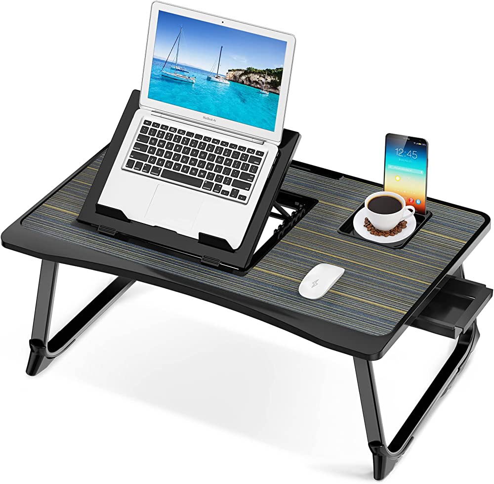 Photo 1 of Lap Desk for Adults, Saviki Serving Laptop Bed Tray Breakfast with Folding Legs, MDF Bed Table with Cup Holder, Bed Desk Notebook Stand with Top Storage Drawer, Students Desk/Game Table (Black)
Amazon's
Choice
in Lap Desks by Saviki