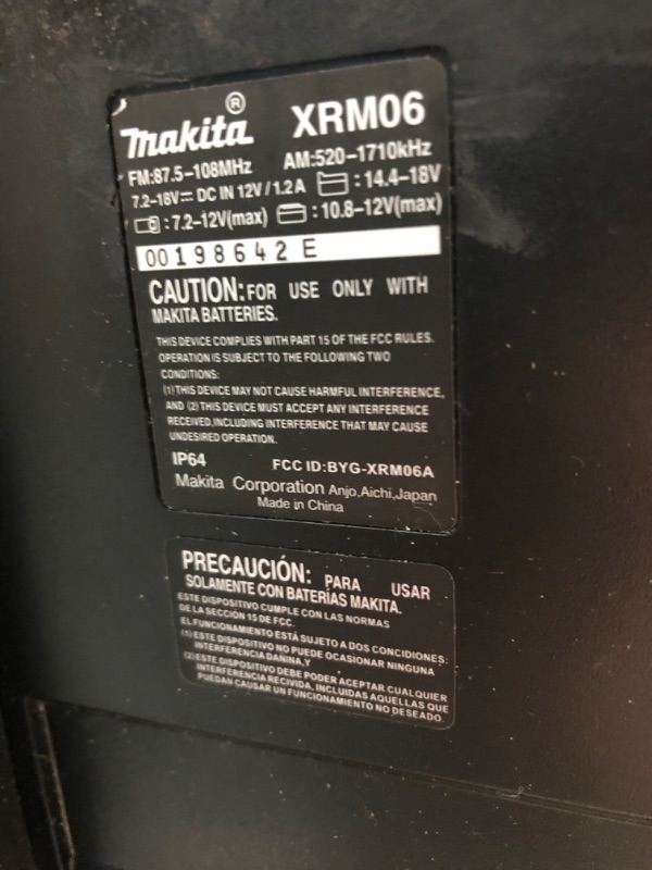 Photo 4 of (WORKS) Makita XRM06B 18V LXT Lithium-Ion Cordless Bluetooth