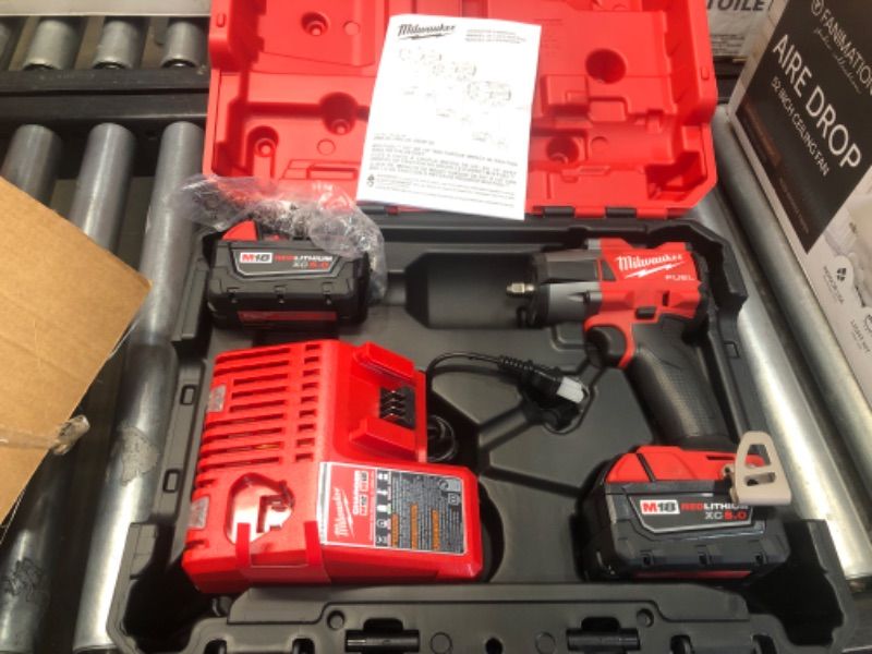 Photo 2 of ***PARTS ONLY*** Milwaukee M18 18V Fuel 3/8" Mid-Torque Impact Wrench Kit Cordless Lithium-Ion Brushless 2960-22 with (2) 5Ah XC Batteries, Charger & Carrying Tool Case