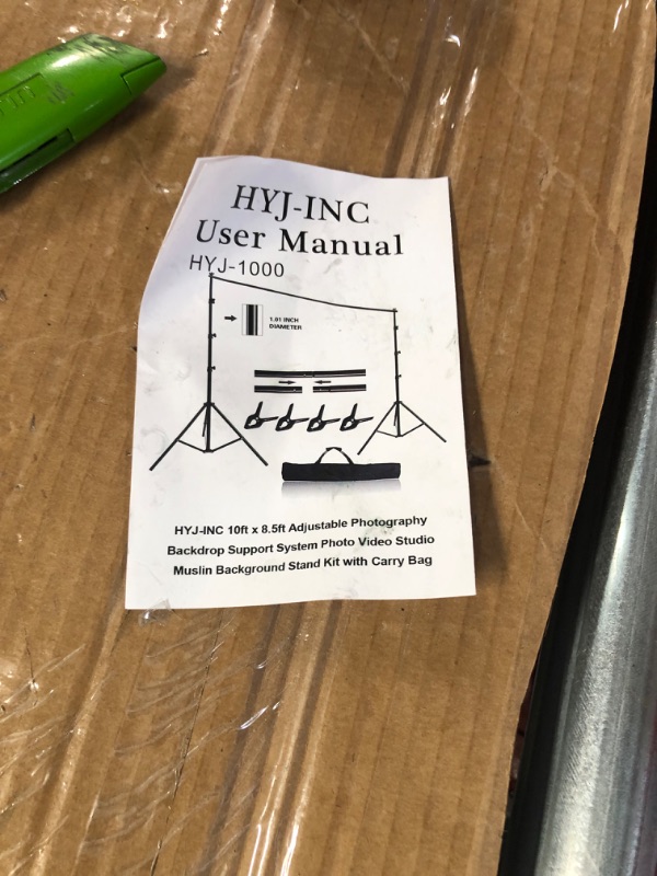 Photo 3 of HYJ-INC 10ft x 8.5ft Adjustable Photography Backdrop Support System Photo Video Studio Muslin Background Stand Kit with Carry Bag