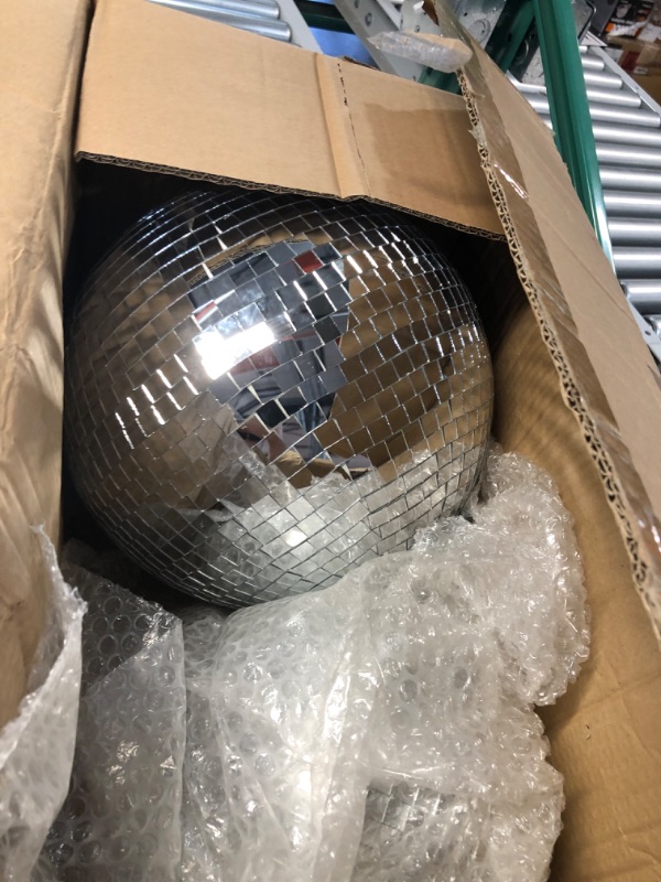 Photo 2 of 2 Pack Large Disco Ball Silver Hanging Mirror Disco Ball Reflective Mirror Disco Ball Ornament for Party Holiday Wedding (8 Inch, 12 Inch)