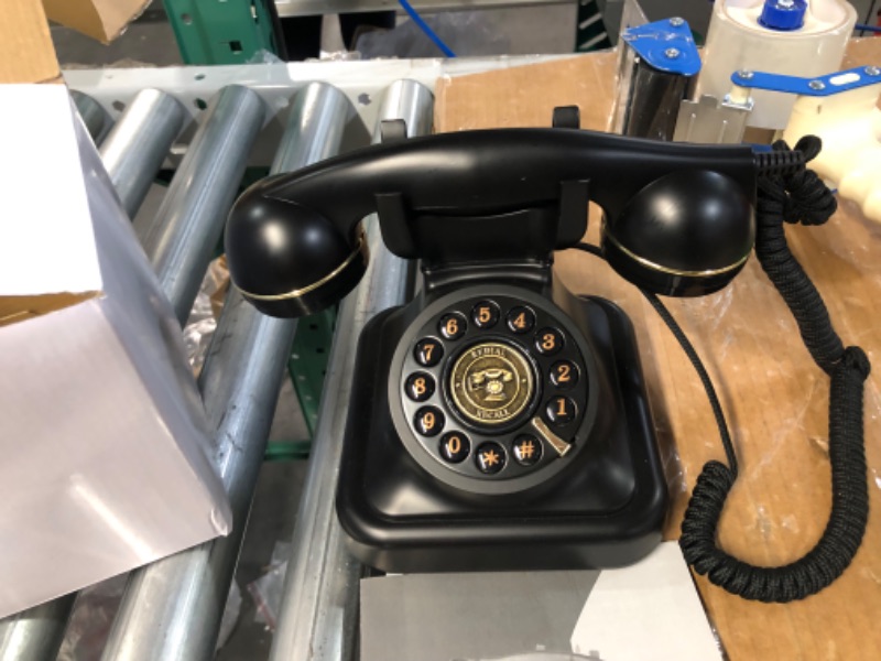 Photo 2 of Peohud Retro Landline Telephone, Classic Corded Desk Phone, Vintage Old Fashioned Dial Button Phone with Redial Function for Home Office