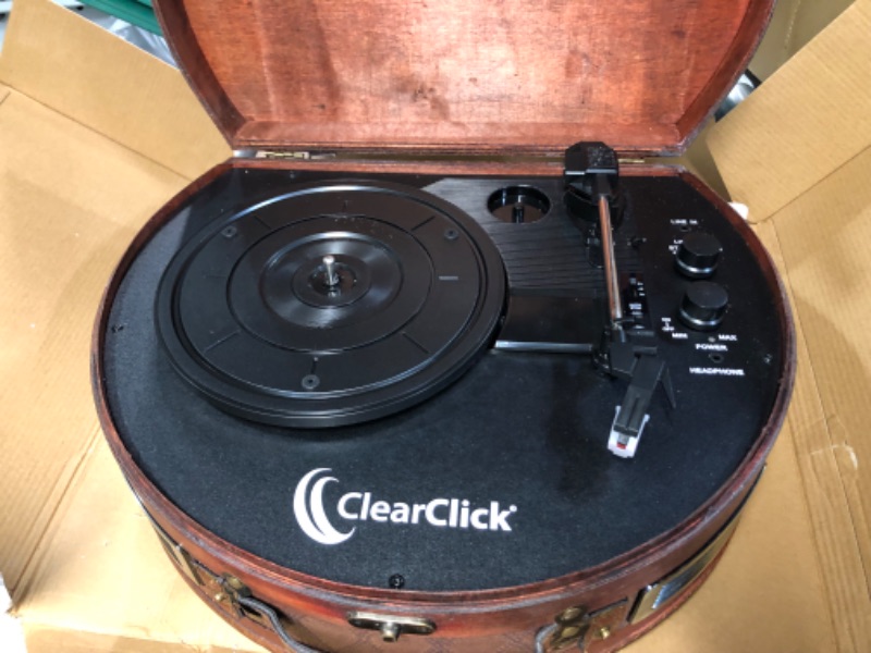 Photo 7 of ClearClick Vintage Suitcase Turntable with Bluetooth & USB - Classic Wooden Retro Style