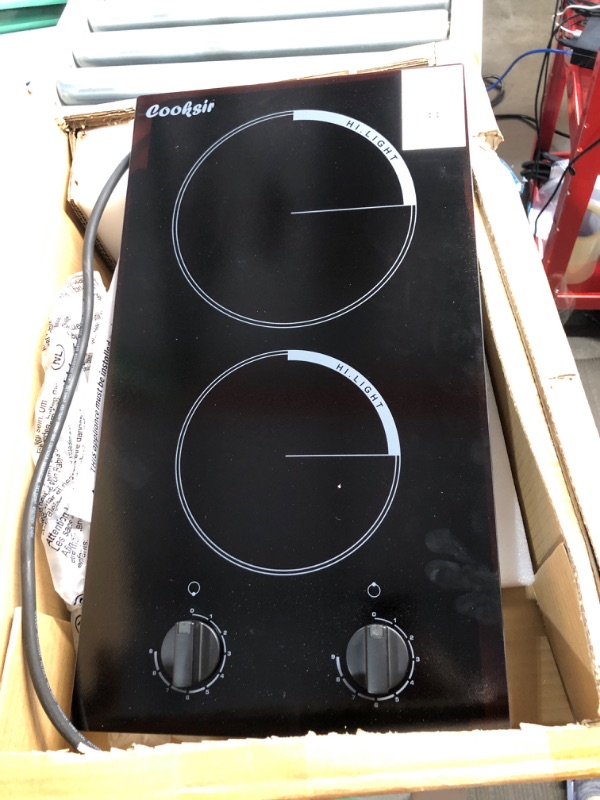 Photo 1 of 2 Burner Electric Cooktop 12 inch, Cooksir 3000W Electric Stove Top 220-240V,