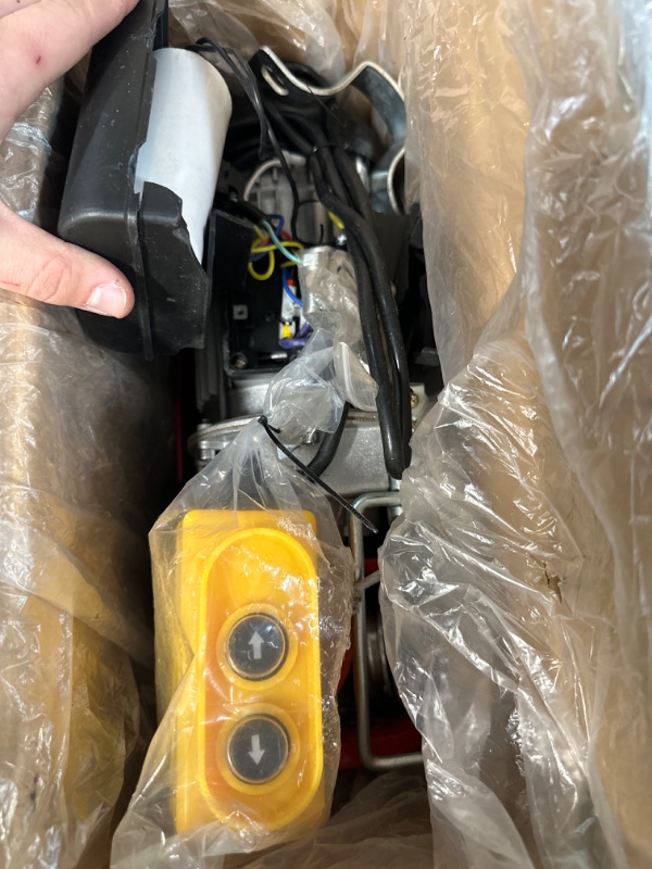 Photo 2 of ***DAMAGED*** Happybuy 1100 LBS Lift Electric Hoist, 110V Electric Hoist, Remote Control Electric Winch Overhead Crane Lift Electric Wire Hoist for Factories, Warehouses, Construction, Building, Goods Lifting 1100LBS