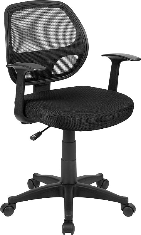 Photo 1 of Flash Furniture Mid-Back Black Mesh Swivel Ergonomic Task Office Chair with T-Arms 