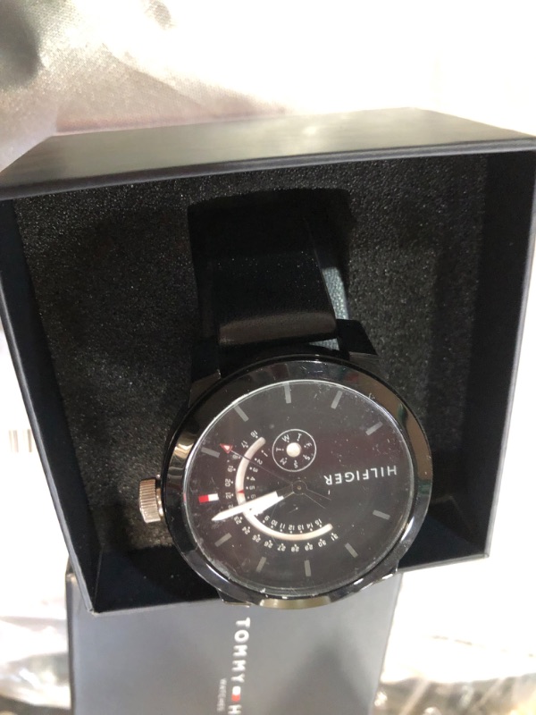 Photo 2 of **FOR PARTS**CLOCK HANDS DON'T WORK**Tommy Hilfiger Men's 1791483 Analog Display Quartz Black Watch