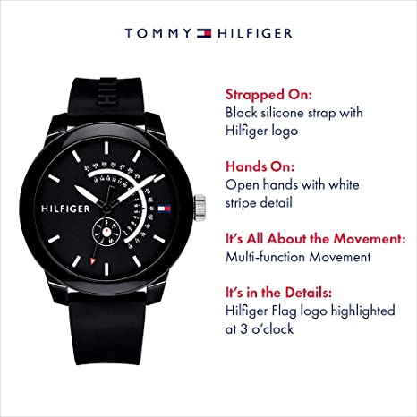 Photo 1 of **FOR PARTS**CLOCK HANDS DON'T WORK**Tommy Hilfiger Men's 1791483 Analog Display Quartz Black Watch