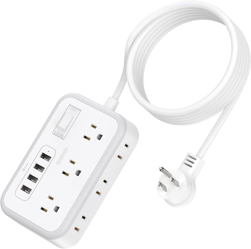 Photo 1 of Power Strip with USB, Flat Plug Power Strip with 4 USB Ports 6 Widely Spaced Outlets