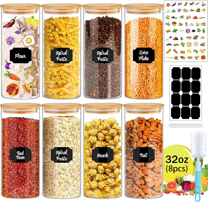 Photo 1 of **NO LABELS**Jars with Bamboo Lids, 32 oz 8 Pcs