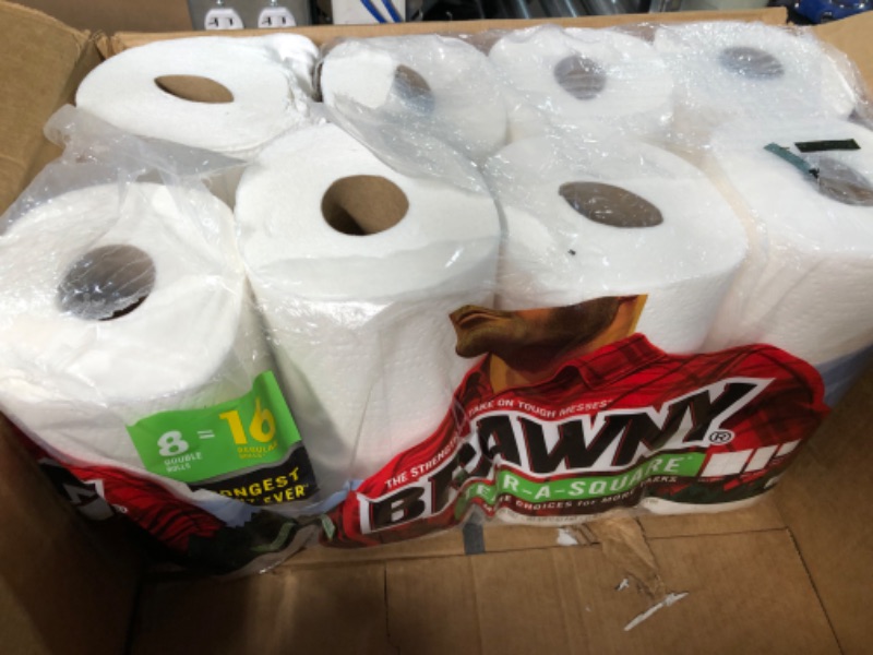 Photo 2 of **BAG OPENED, ROLL DAMAGED**Brawny Tear-A-Square Paper Towels, 8 Double Rolls = 16 Regular Rolls