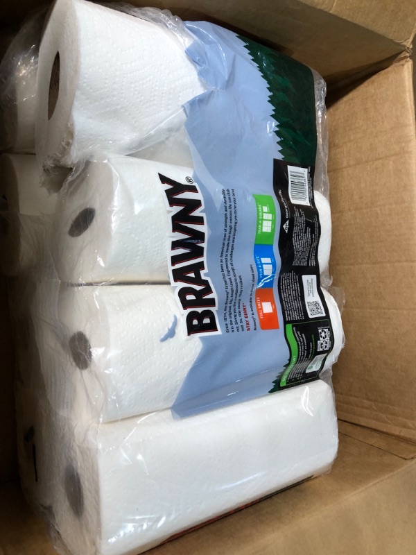 Photo 1 of **BAG OPENED, ROLL DAMAGED**Brawny Tear-A-Square Paper Towels, 8 Double Rolls = 16 Regular Rolls