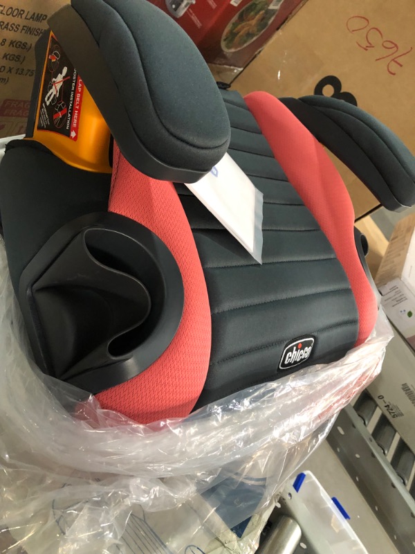 Photo 3 of Chicco GoFit Backless Booster Car Seat, Travel Booster Seat for Car, Portable Car Booster Seat for Children 40-110 lbs. | Coral/Orange Coral GoFit