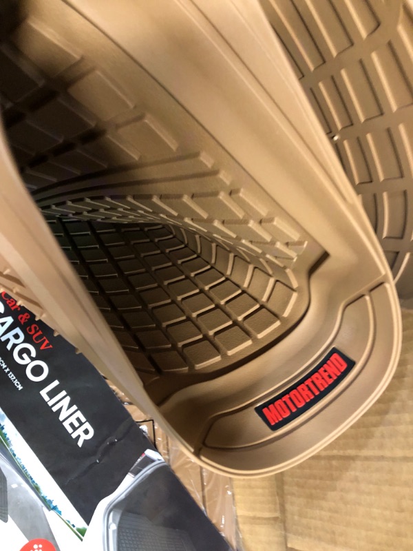 Photo 2 of Motor Trend FlexTough Advanced Beige Rubber Car Floor Mats with Cargo Liner Full Set