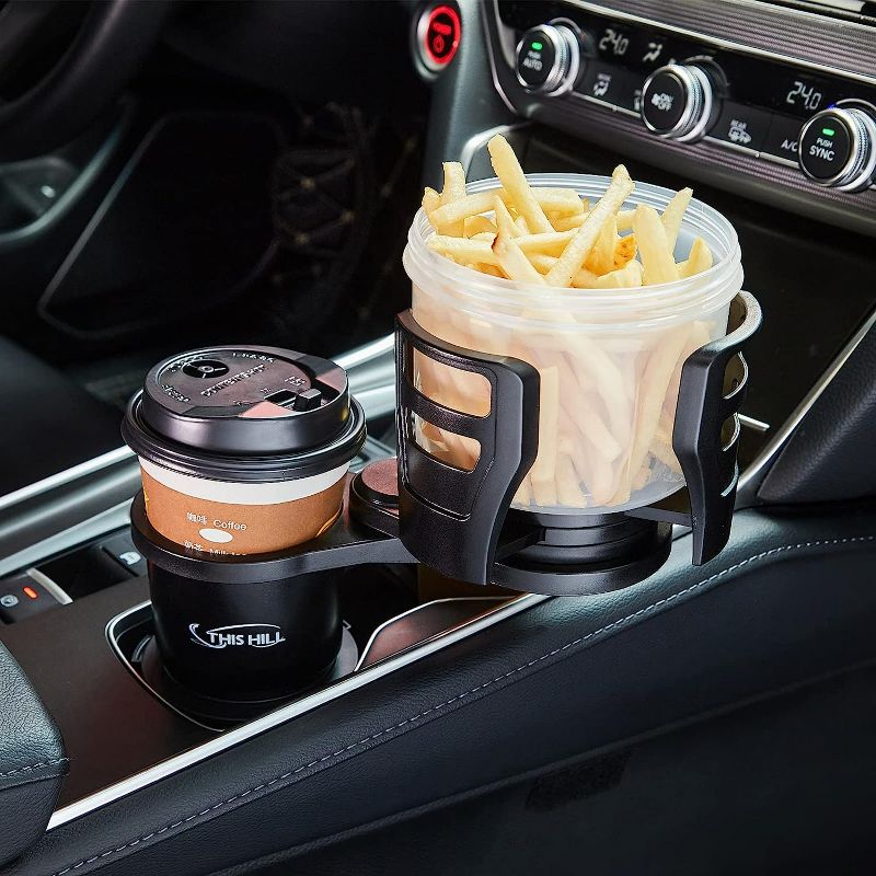 Photo 2 of 2 in 1 Multifunctional Car Cup Holder Expander Adapter with Adjustable Base,All Purpose Car Cup Holder and Organizer for Snack Bottles Cups Drinks