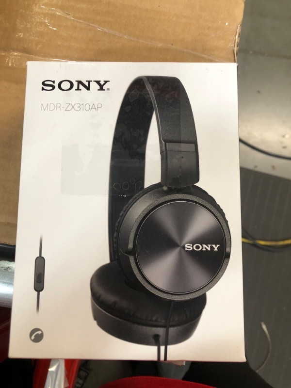 Photo 2 of Sony MDR-ZX310AP ZX Series Wired On Ear Headphones with mic, Black Black Standard Packaging