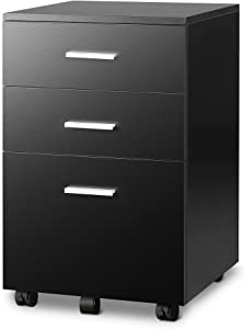 Photo 1 of [DAMAGE] DEVAISE 3 Drawer Wood Mobile File Cabinet