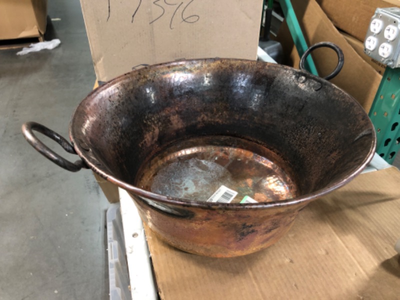 Photo 2 of ***DAMAGED*** Cazo De Cobre Para Carnitas Large 18" Heavy Duty Gauge Copper Cazo Hand Mammeded Made in Mexico 100% Copper Wok