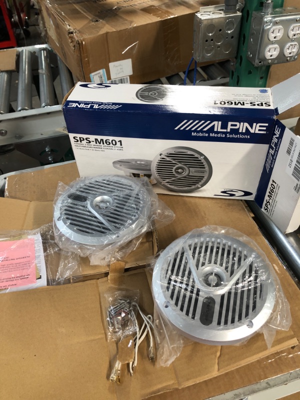 Photo 2 of Alpine SPS-M601 110W 6-1/2" 6.5" 2-Way Type-S Marine Coaxial Speakers - Silver 16 x 9 x 5 inches
