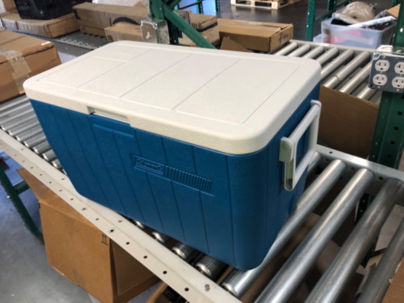 Photo 2 of ***MISSING PIECE*** Coleman Chiller Series 48qt Insulated Portable Cooler, Ice Retention Hard Cooler with Heavy Duty Handles Ocean Blue