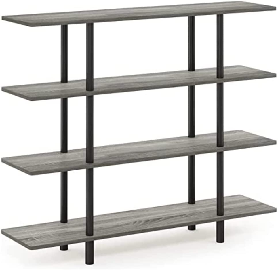 Photo 1 of (READ NOTES) Furinno Turn-N-Tube 4-Tier Wide Display Shelf - French Oak Grey/Black 