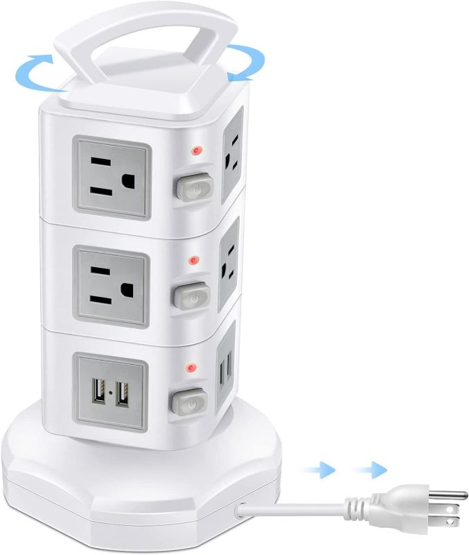 Photo 1 of 10 Outlets Power Strip Surge Protector with 4 USB Ports 