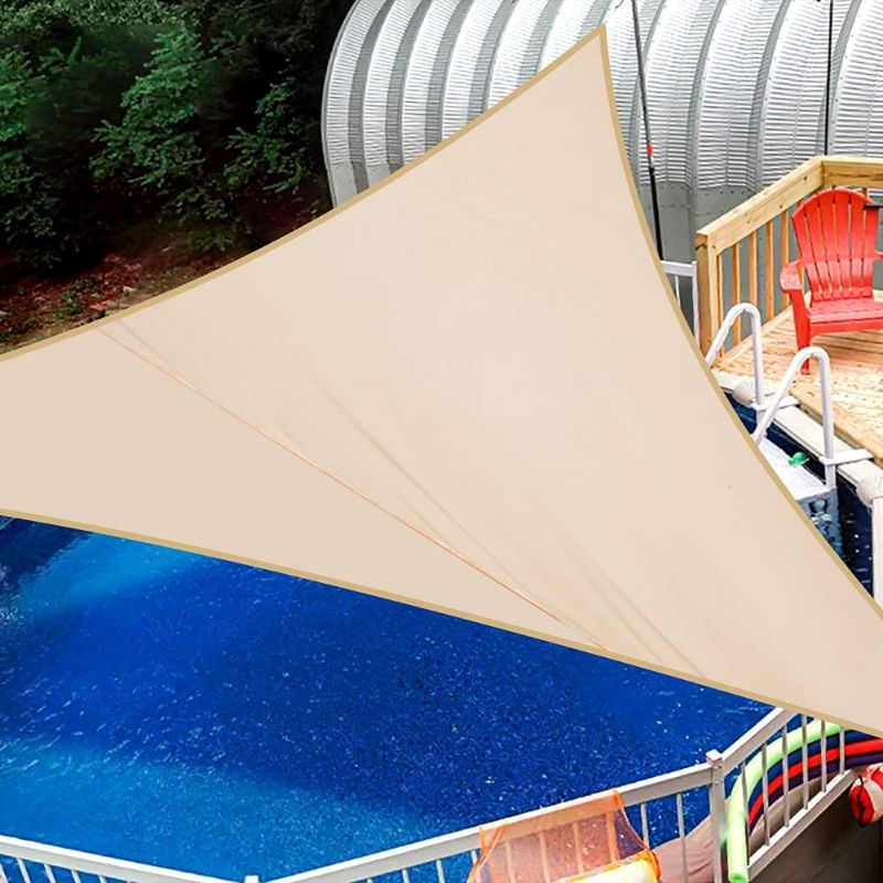 Photo 1 of (READ NOTES) OYE HOYE 20' x 20' x 20' Sun Shade Sail Beige Triangle Patio Canopy, UV Block Waterproof