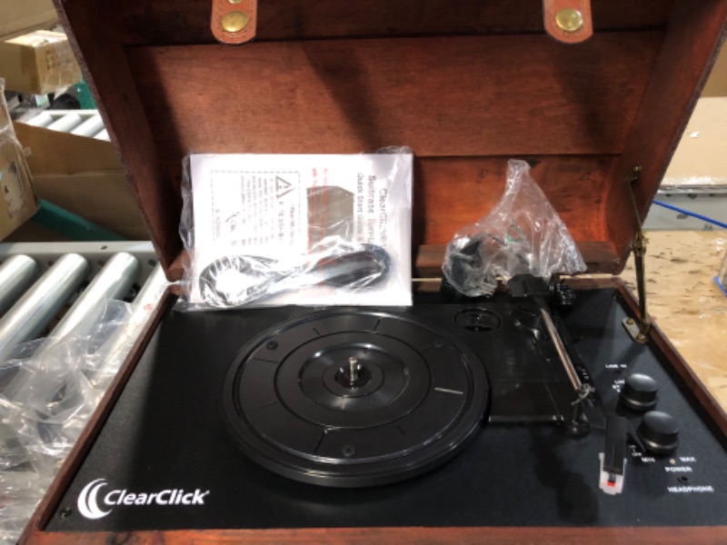 Photo 2 of ClearClick Vintage Suitcase Turntable with Bluetooth & USB - Classic Wooden Retro Style