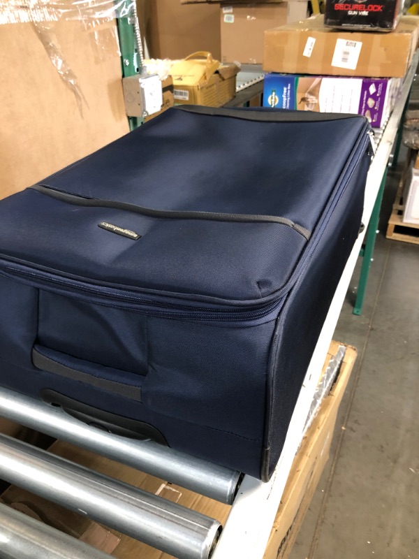 Photo 1 of Amazon Basics 30-Inch Navy Blue Softsided Check-in Trolley Navy Blue 30-inch Suitcase
