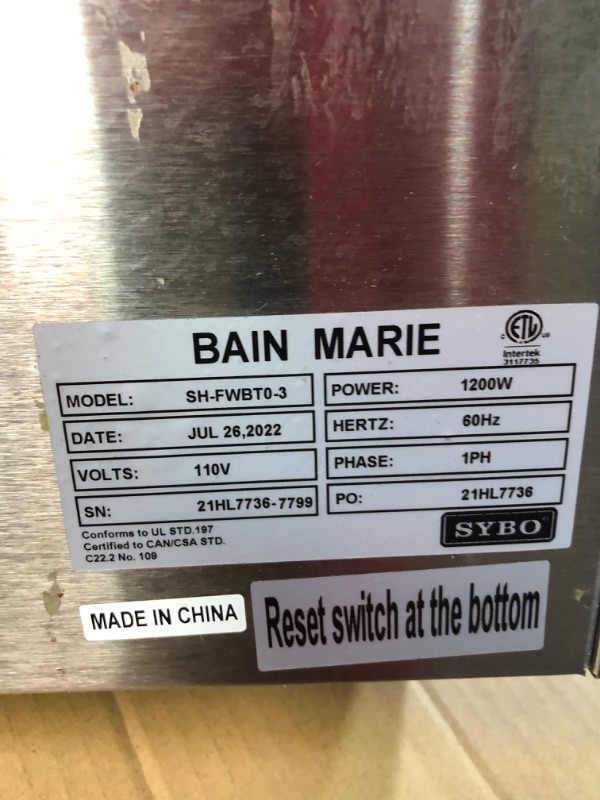 Photo 1 of 3 Commercial Grade Stainless Steel Bain Marie Buffet Food Warmer Steam Table 