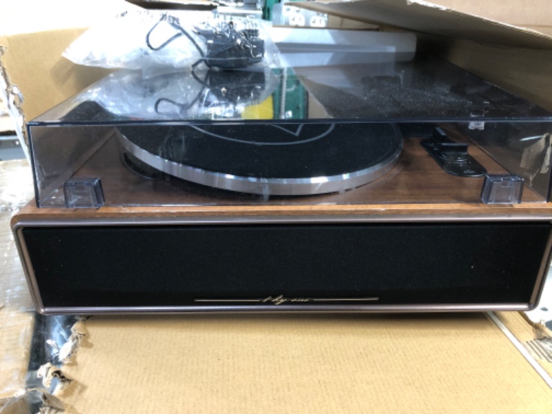 Photo 3 of See Notes*** 1 by ONE High Fidelity Belt Drive Turntable with Built-in Speakers, Vinyl Record Player with Magnetic Cartridge, Bluetooth Playback and Aux-in Functionality, Auto Off