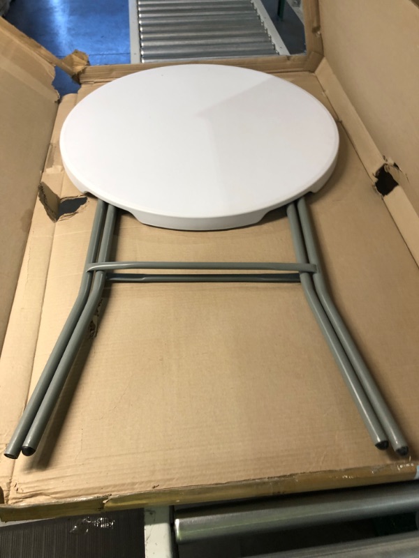 Photo 2 of **SEE NOTES** Flash Furniture Round Plastic Bar Height Folding Table, , Granite White