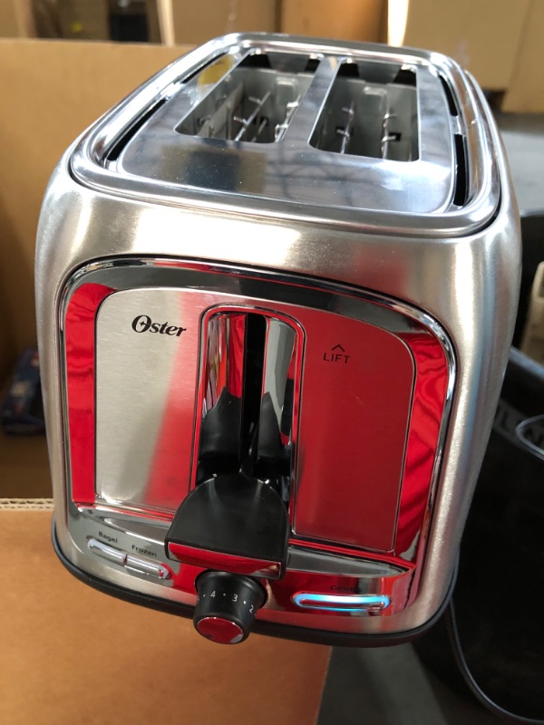 Photo 2 of Oster 2-Slice Toaster with Advanced Toast Technology, Stainless Steel 2-Slice Toaster Gray