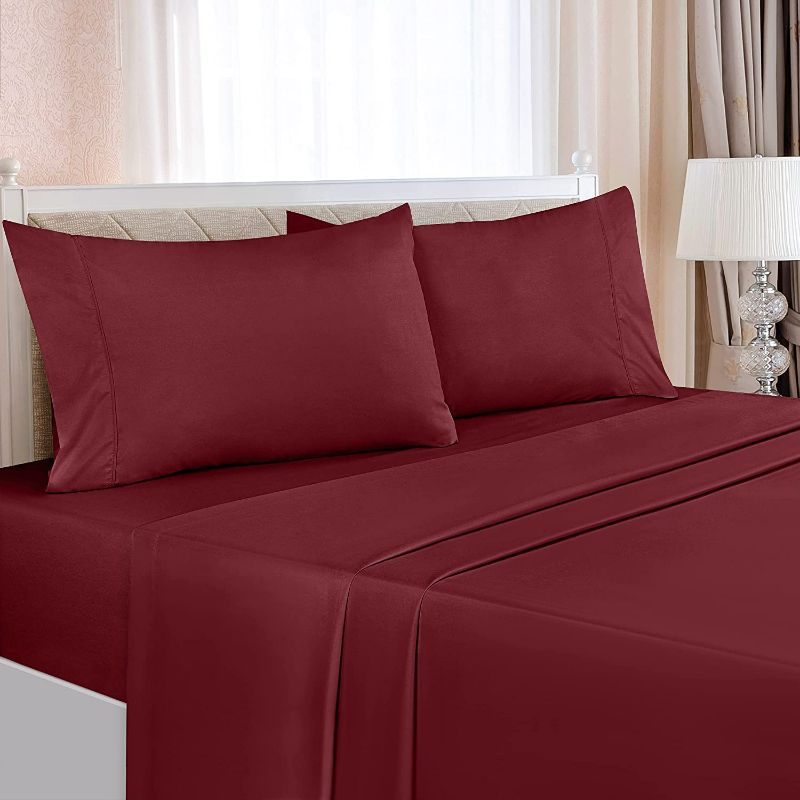 Photo 1 of ***SINGLE PILLOW/INCOMPLETE ITEM*** Utopia Bedding Queen Bed Sheets Set - 4 Piece Bedding - Brushed Microfiber - Shrinkage and Fade Resistant - Easy Care (Queen, Red Burgundy)
