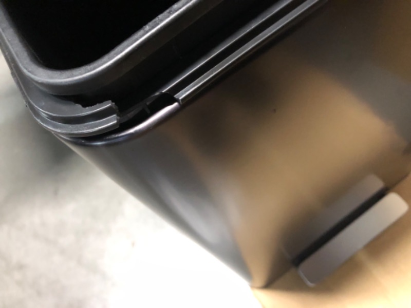 Photo 6 of **DAMAGED/SEE NOTES*** Kohler 20940-BST Step Trash Can, 13 Gallon, Black with Stainless 
