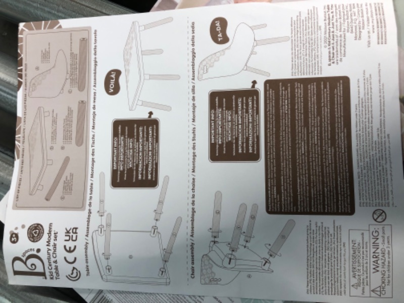 Photo 9 of **USED/SEE NOTES** B. spaces by Battat – Kids Furniture Set – 1 Craft Table & 2 Kids Chairs with Natural Wooden Legs (Ivory)