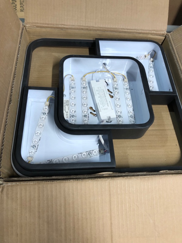 Photo 1 of **USED/SEE NOTES** 62W Dimmable LED Flush Mount Ceiling Light Fixture with Remote Control, 3000K-6500K 3-Color Chandelier Modern Lamp Black, 15.74inch