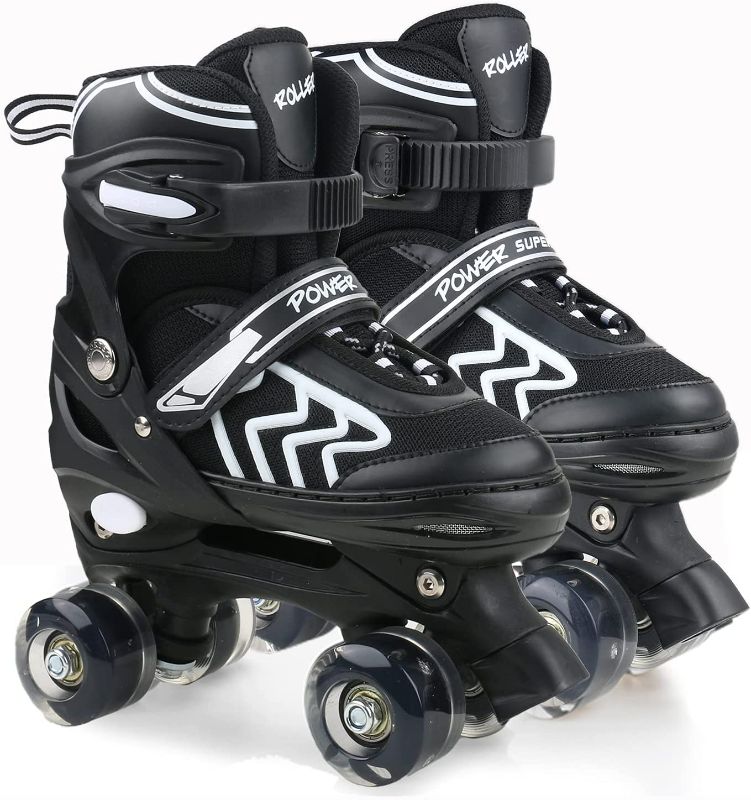 Photo 1 of **USED/ SEE NOTES** Kids Roller Skates for Boys and Girls/ BLACK &WHITE. SIZE L