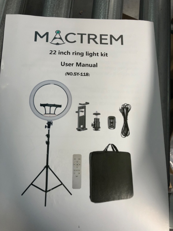 Photo 2 of **USED/ PREV OPEEND** 22" Ring Light Selfie Ring Light Kit with 75" Tripod, 6500K Dimmable LED Ring Light, Carrying Bag