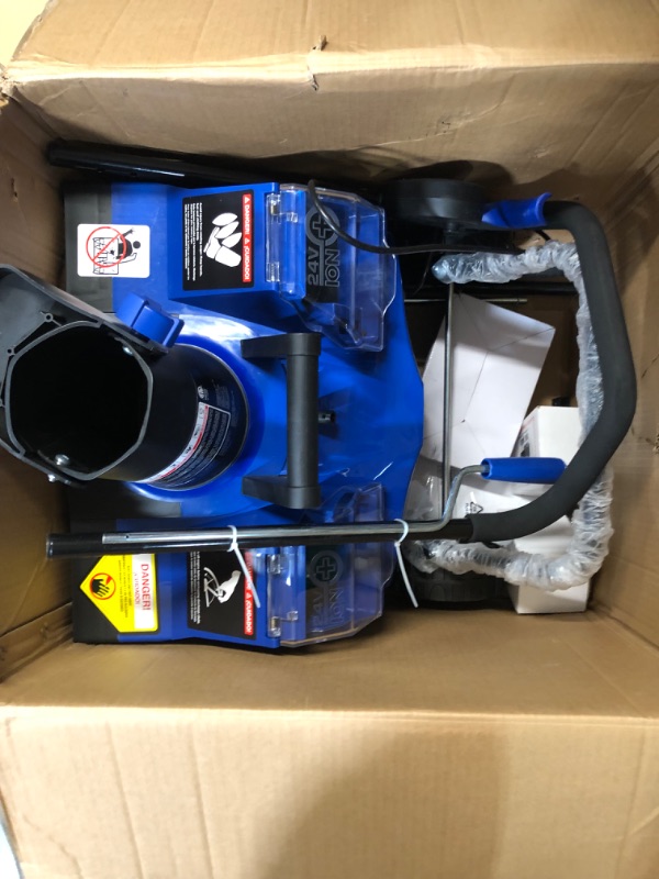 Photo 7 of ** USED - SEE NOTES** Snow Joe 24V-X2-SB18 18-Inch 48-Volt 4-Ah Cordless Snow Blower, (2x4.0AH) Kit (w/ 2 x 4.0-Ah Battery, Charger, and Accessories) 18-Inch Snow Blower
