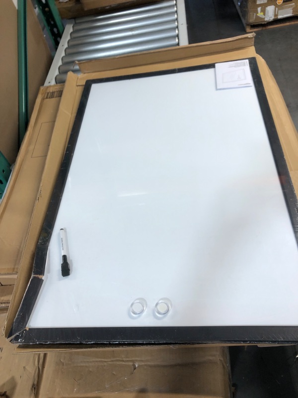 Photo 5 of Damaged*** Amazon Basics Magnetic Dry Erase White Board, 35 x 23-Inch Whiteboard - Black Wooden Frame 23"x35" Magnetic, Wood Frame