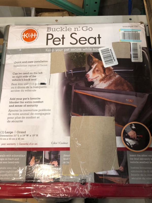 Photo 3 of **USED: SEE NOTES** K&H Pet Products Buckle N' Go Dog Car Seat for Pets, Secure Car Carrier For Dogs Gray Large 21 X 19 X 19 Inches