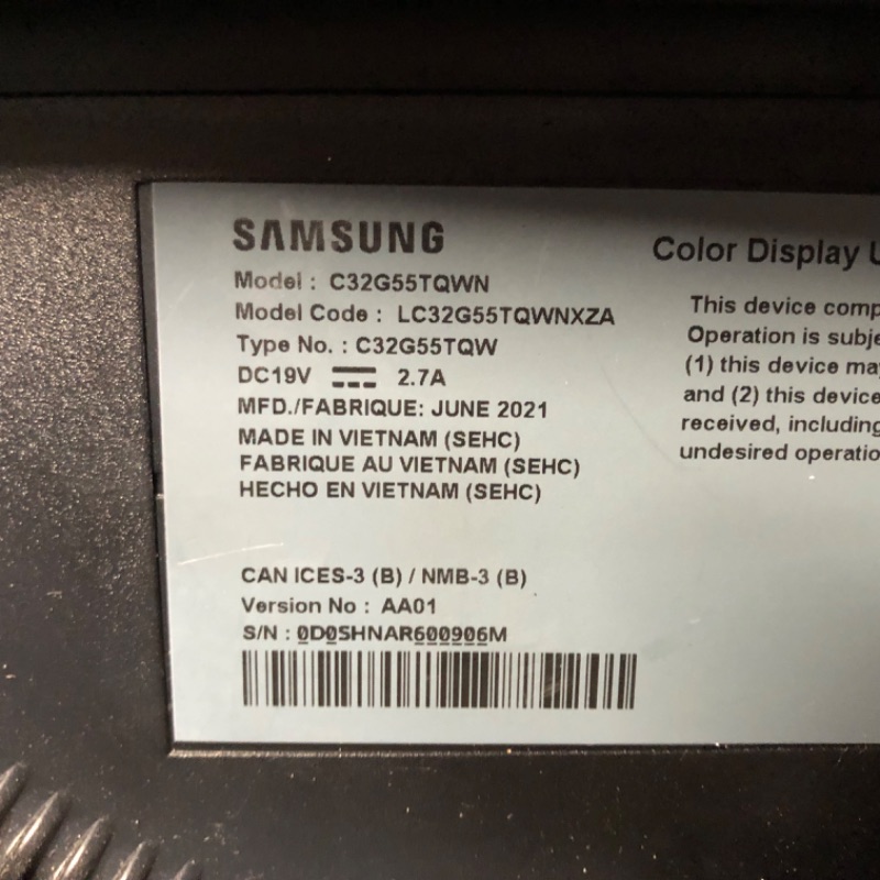 Photo 1 of SAMSUNG 32” Odyssey G5 Gaming Monitor, WQHD (2560x1440), 144Hz, Curved, 1ms, HDMI, Display Port, AMD FreeSync Premium, HDR10, LC32G55TQWNXZA, Black
